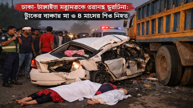 ঢাকা-টাঙ্গাইল মহাসড়কে ভয়াবহ দুর্ঘটনা: ট্রাকের ধাক্কায় মা ও ৮ মাসের শিশু নিহত