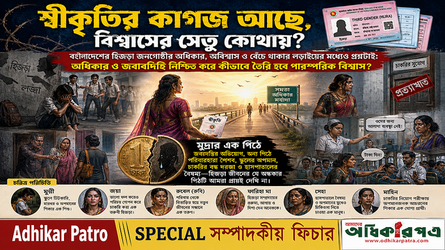 স্বীকৃতির কাগজ আছে, বিশ্বাসের সেতু কোথায়? বাংলাদেশের হিজড়া জনগোষ্ঠীর অধিকার, অবিশ্বাস ও বেঁচে থাকার লড়াইয়ের মধ্যেও প্রশ্ন একটাই: অধিকার ও জবাবদিহি নিশ্চিত করে কীভাবে তৈরি হবে পারস্পরিক বিশ্বাস?
