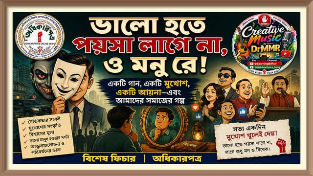 ভালো হতে পয়সা লাগে না, ও মনু রে! একটি গান, একটি মুখোশ, একটি আয়না—এবং আমাদের সমাজের গল্প