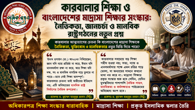 কারবালার শিক্ষা ও বাংলাদেশের মাদ্রাসা শিক্ষার সংস্কার: নৈতিকতা, জ্ঞানচর্চা ও মানবিক রাষ্ট্রগঠনের নতুন প্রশ্ন
