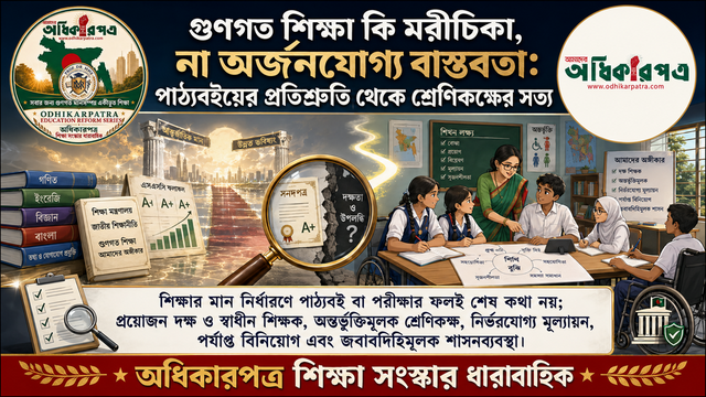গুণগত শিক্ষা কি মরীচিকা, না অর্জনযোগ্য বাস্তবতা: পাঠ্যবইয়ের প্রতিশ্রুতি থেকে শ্রেণিকক্ষের সত্য