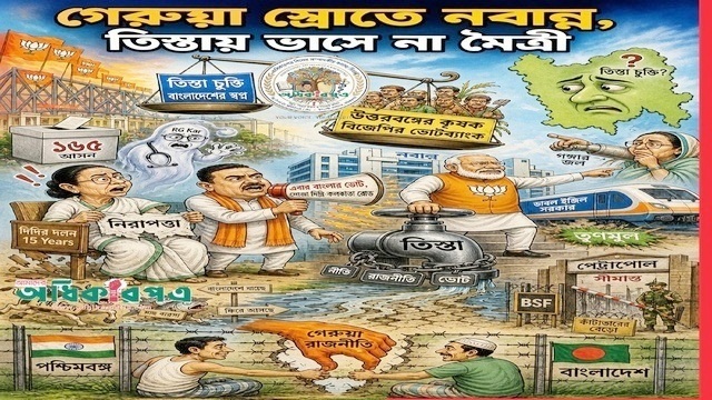 ওপার বাংলায় বিজেপির উত্থানে নবান্নে গেরুয়া ছোঁয়া:দুই বাংলার সম্পর্কের নতুন অধ্যায়, তিস্তা থেকে সীমান্ত—কী পরিবর্তন আসছে? নাকি নতুন কূটনৈতিক পরীক্ষা?