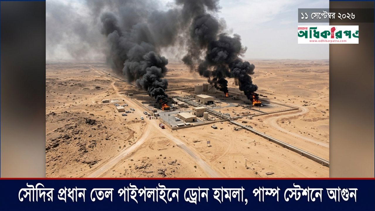 সৌদি আরবের গুরুত্বপূর্ণ তেল পাইপলাইন ব্যবস্থায় হামলা, পাম্প স্টেশনে আগুন