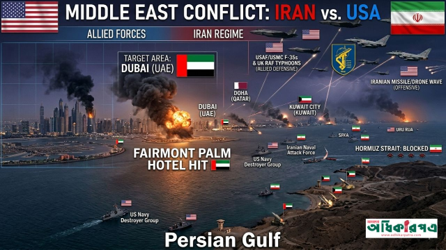 ইরানের পাল্টা হামলায় উত্তাল মধ্যপ্রাচ্য: আক্রান্ত দুবাই-কুয়েত, বন্ধ হচ্ছে হরমুজ প্রণালি